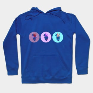 Bleeding hearts red purple or blue Hoodie